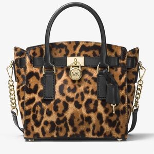 Michael Kors Hamilton Leopard Haircalf Satchel, Authentic, New w/Dust Bag